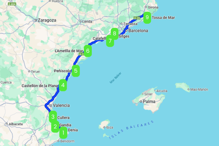Mapa de DE BLANCA A BRAVA